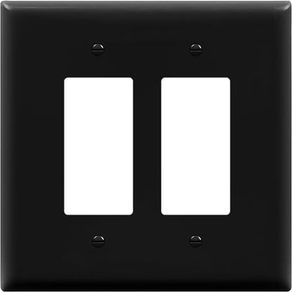 ENERLITES Double Decorator Switch Cover, Two Gang Outlet Wall Plate, Oversized 2-Gang 5.5" x 5.5", Unbreakable Polycarbonate Thermoplastic, UL Listed, 8832-BK, Black