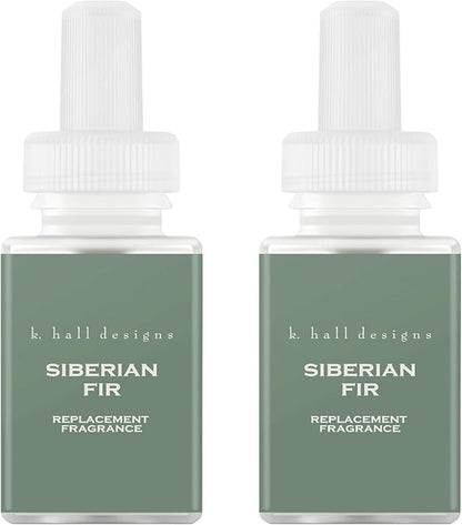 Pura & K. Hall Designs Home Scent Refill - Smart Home Air Diffuser - Up to 120-Hours of Premium Fragrance per Refill - Household Essential - Clean Diffuser Fragrance - 2 Pack, Siberian Fir