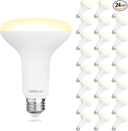 DEGNJU 24 Pack Indoor Flood Light Bulbs, BR30 LED Bulb 7W Equivalent 65W, Dimmable Recessed Light Bulbs, 650LM 2700K Soft White 15000 Lifetime LED Can Light Bulb, Interior Home E26 Base