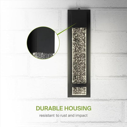 ASD LED 18" Bubble Glass Wall Light Fixture, Outdoor Dusk to Dawn Sconce | 3CCT, Waterproof, Photocell, ETL Listed | 12W 500LM 3000-5000K 120V | Exterior Lantern, Porch Lighting | Black