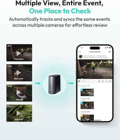 BOTSLAB Security Cameras Wireless Outdoor, 2 Cam-Kit, 4K Color Night Vision, Solar Cameras for Home Security with 360° PT,No Monthly Fee,32GB Local Storage Base Station,Auto Tracking,Easy Installation