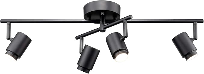 Globe Electric Walton 4-Light 29W Integrated LED Track Lighting, Matte Black, Swivel Center Bar, 1800 Lumens, 3000 Kelvin Warm White, 90 CRI
