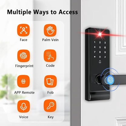 Smart Lock with Camera, Doorbell, Lever Handle, Screen for Front Door