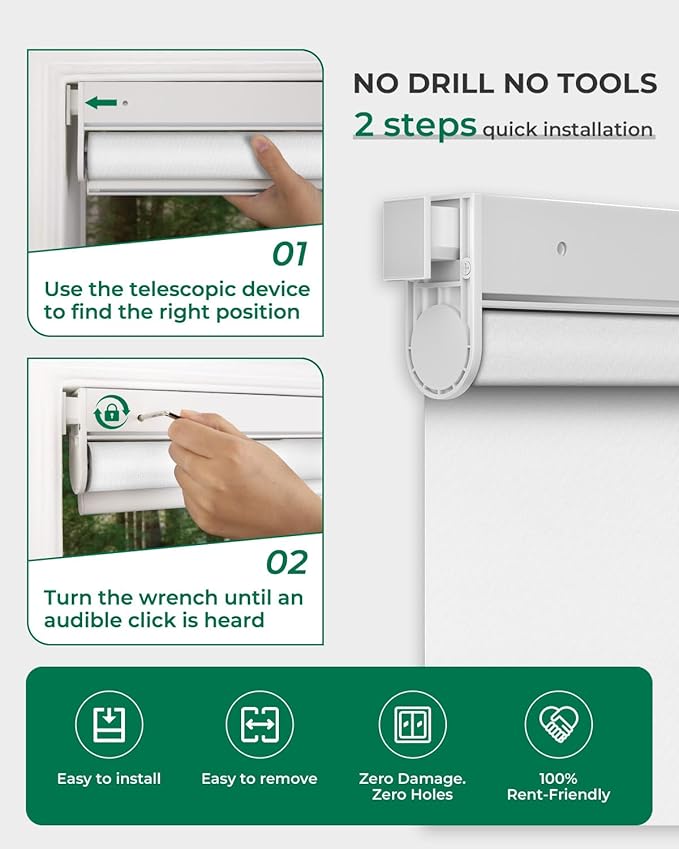 Allesin Motorized Blinds with Remote | Automatic Blackout Roller Shades, Easy Install & Smart Control Electric Blinds for Home Office, Living Room (Custom Size and Color)