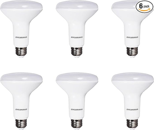 Sylvania Flood BR30 LED Light Bulb, 100W = 15.5W, Dimmable, 10 Year, 1450 Lumens, 2700K, Soft White - 6 Pack (41255)
