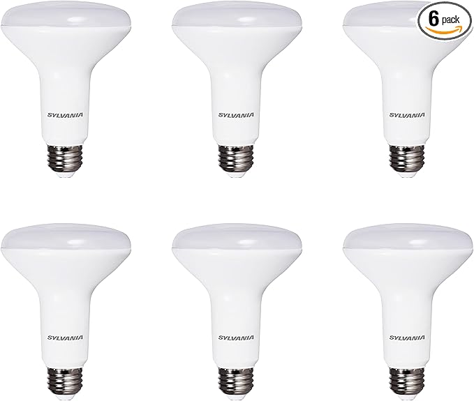 Sylvania Flood BR30 LED Light Bulb, 65W = 9W, Dimmable, 22 Year, 800 Lumens, 5000K, Daylight - 6 Pack (41261)