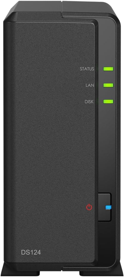 Synology DS124 Personal Backup & File Hub - Protect Photos, Secure Home Surveillance (1-Bay Diskless NAS)