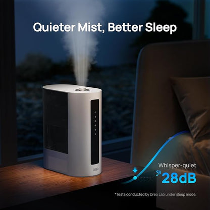 DREO 6L Humidifier Large Room, Warm & Cool Mist Humidifiers for Bedroom, 60H Runtime, 12H Timer, Top Fill, Humidity Indicator Light, Baby, Plants, Easy Clean, HM713