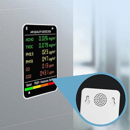 Air Quality Monitor, Multifunctional 6 in 1 C02 Detector PM2.5 PM10 HCHO TVOC Meter Air Quality Monitor, Test Indoor Pollution and Humidity Indoor
