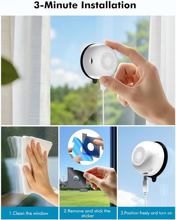 3MP 2K Window Camera, 5G & 2.4GHz WiFi Indoor Camera for Home Security with AI Color Night Vision, 24/7 Recording, Motion Detection, Easy & Quick Window Mount for Outdoor Monitoring