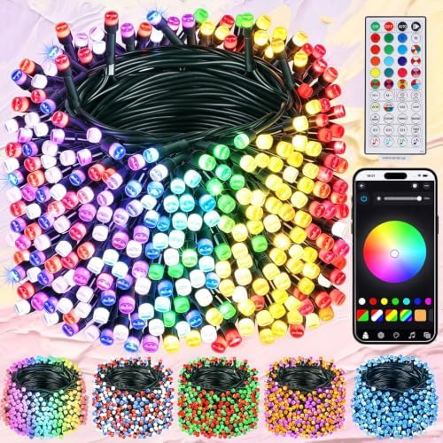 LJLNION Smart Color Changing Halloween Lights, 98.6FT 300 LED RGB String Lights with Remote & App Controlled, Music Sync Multiple Modes, Waterproof Indoor Outdoor Holiday Xmas Tree Party Decor
