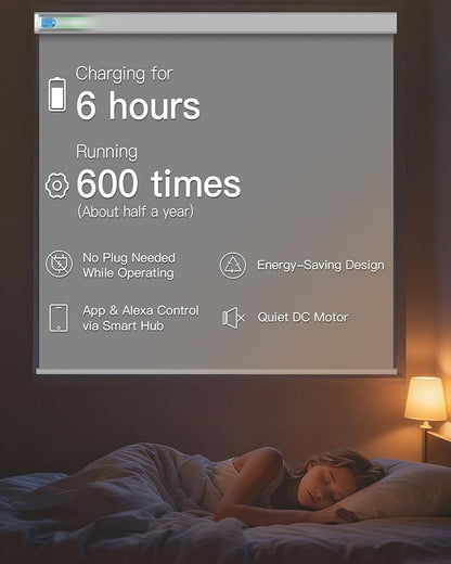 Tokblind Motorized Roller Shade with Remote Control, Blackout Electric Shade for Windows Compatible with Alexa Google via Hub, Rechargeable Smart Window Blind for Home Office (Vinyl Light Grey)