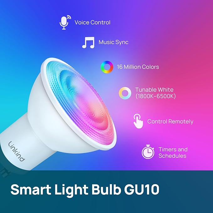 Linkind WiFi Smart Light Bulbs 1Pack & Matter GU10 Smart Light Bulbs 4Pack