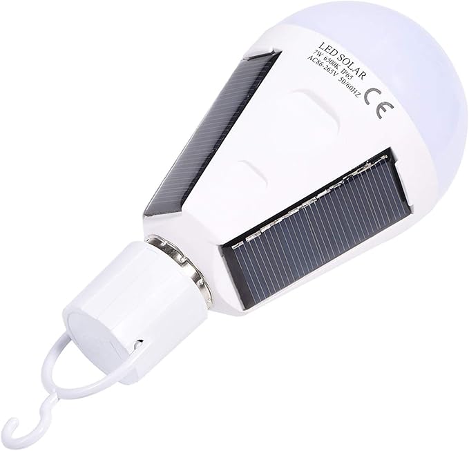Ymiko Led Light Bulb, Smart Light Bulbs with Portable Design Solar Panel Indoor Outdoor Outdoor Lights for Stable and Bright Lighting (7w)