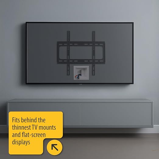 DATA COMM Electronic 45-0031-WH Recessed Low Voltage Media Wall Plate w/ Built-In Duplex Receptacle Outlet, Cable Management - Elevate Your Home Entertainment w/ Stylish White Panel