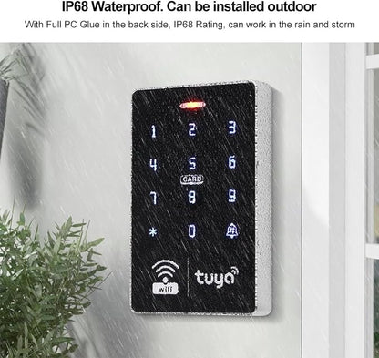 LIBO Tuya Smart Access Control Keypad with 10 IC Key Fobs | IP68 Weatherproof Keypad, 1000 Users, RFID IC Card & PIN Code, ABS Housing, for Home, Office, Business