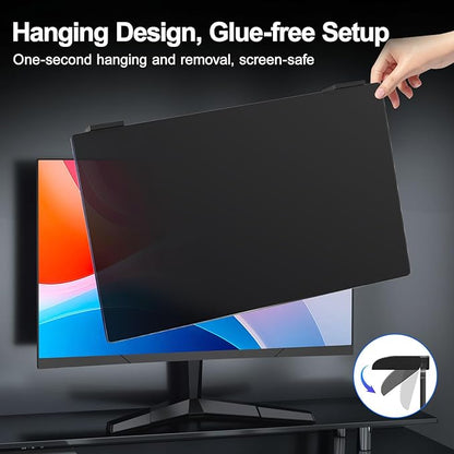 2 Pack 24 Inch Computer Privacy Screen Filter, 9H Hardness Anti-Scratch Shield for 23.6/23.8" Widescreen Monitor(16:9), Hanging Design for Open Office & Cubicle, Reduce Blue Light & Eye Strain