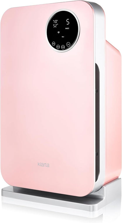 Air Purifier for Home - Smart WiFi App - Ultra Quiet 20 dB - Removes Allergens, Smoke & Odors - 99.97% Particle Filtration - Up to 1237 ft² - Klarta Forste Pink