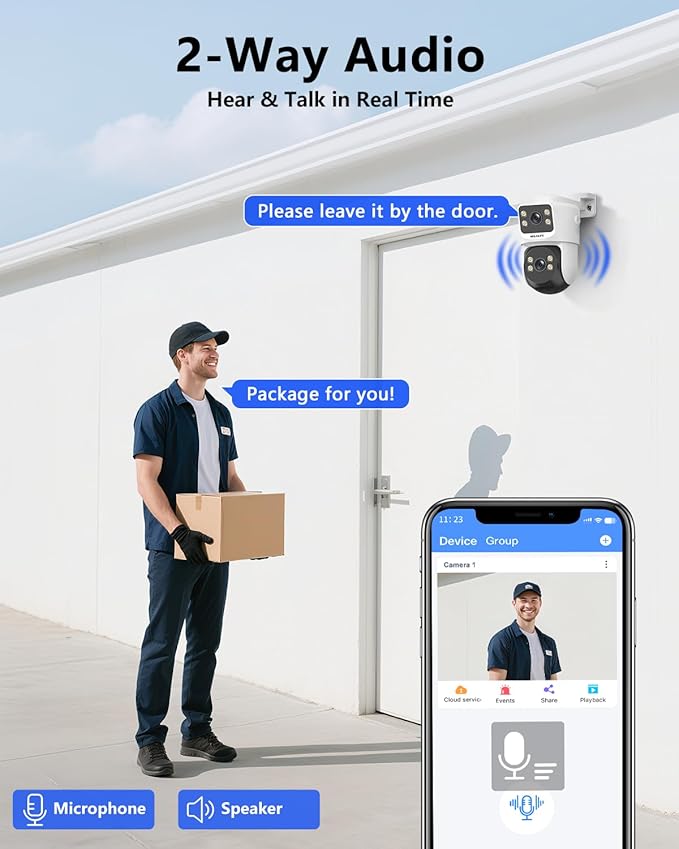 【Auto Tracking & 2-Way Audio】 4K 8MP Wired Security Camera System, Outdoor POE PTZ IP Cameras, Home Video Surveillance Camera Systems