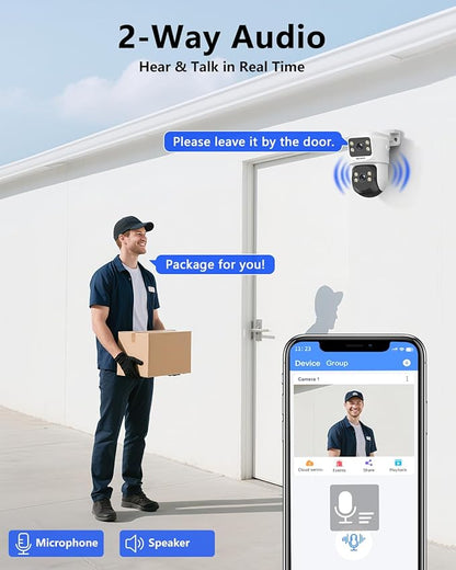 【Auto Tracking & 2-Way Audio】 4K 8MP Wired Security Camera System, Outdoor POE PTZ IP Cameras, Home Video Surveillance Camera Systems