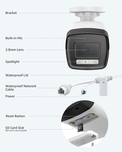 ANNKE 12MP PoE IP Camera Outdoor, Security Bullet Camera with Smart Dual Light for Home Surveillance, Human/Vehicle Detection, Color Night Vision, 2.8mm Wide Angle, Up to 512GB microSD Card, C1200