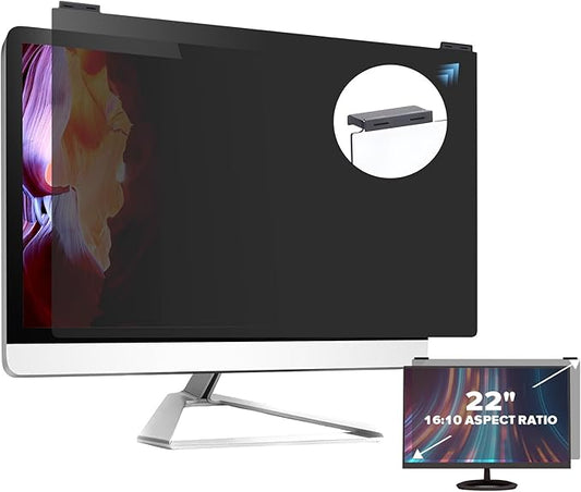 Computer Privacy Screen Filter 22 Inch, 9H Hardness Hanging Computer Screen Privacy Shield Compatible with 16:10 Widescreen Monitor, Eye Protection and Blue Light Blocks