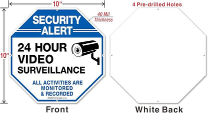 2-Pack Video Surveillance Signs, 10 x 10 Rust Free .040 Aluminum Security Warning Reflective Metal Signs, Indoor or Outdoor Use for Home Business CCTV Security Camera, UV Protected & Waterproof