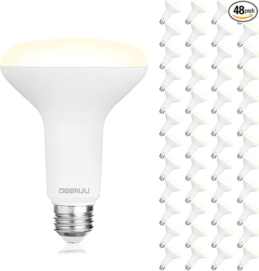 DEGNJU 48 Pack Indoor Flood Light Bulbs, BR30 LED Bulb 7W Equivalent 65W, Dimmable Recessed Light Bulbs, 650LM 3000K Warm White 15000 Lifetime LED Can Light Bulb, Interior Home E26 Base