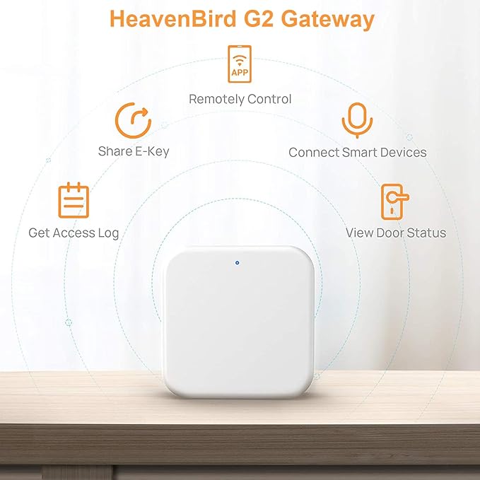 G2 Gateway for TT/DD Lock App, Gateway for Smart Door Lock with Remote Control, Only Work 2.4G Wi-Fi, Compatible with Alexa Voice Control