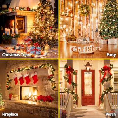 Connectable 42Ft 100LED Christmas String Lights Outdoor Indoor, Warm White