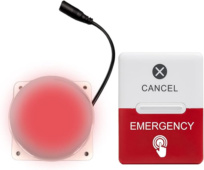 Bathroom Emergency Call Light System with Waterproof SOS Button, Sound & Strobe Siren Alarm for Elderly & Disabled, Hospitals & Nursing Homes & Home Care