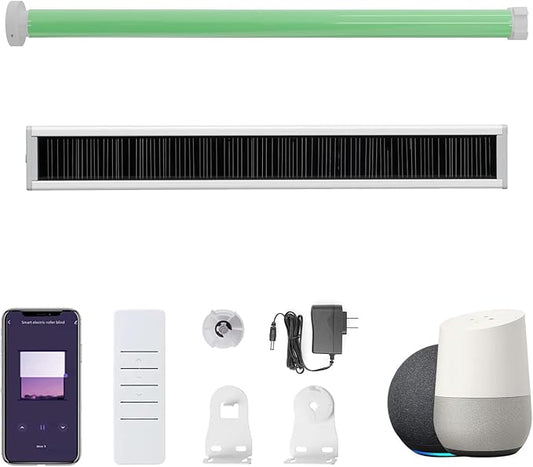 ZigBee Smart Roller Shade Motor for 1.5" Tube (38mm), Solar Powered Electric Blind Motor Kit, Quiet Wireless Retrofit for Roller/Zebra Shades, App/Voice Control (1.1N.m Torque)