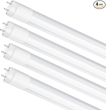 LightingWill LED T8 Light Tube 4FT, Natural White 4000K, Dual-End Powered Ballast Bypass, 2000Lumen 18W (40W Equivalent Fluorescent Bulb Replacement), Clear Cover, AC85-265V Lighting Fixture, 4 Pack