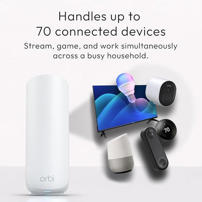 NETGEAR Orbi 370 Series Dual-Band WiFi 7 Mesh System for Home (RBE374) - Wireless Router (no Modem) + 3 Extenders, Security Features, 5 Gbps, Covers 8,000 sq.ft., 70 Devices, 2.5GB Port, BE5000