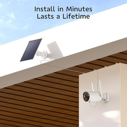 CAMCAMP 4MP Solar Powered Security Camera Outdoor, 2.4G/5G WiFi Wireless Cameras for Home Security, Color Night Vision, Motion Detection, Spotlight Siren Alarm, App Control, Support SD/Cloud Storage