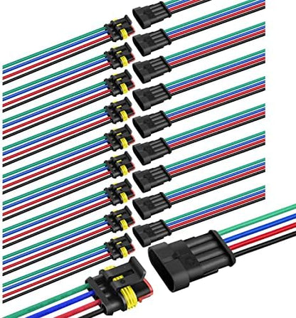 Nilight 10 Pack 4Pin Electrical Wire Connectors Male and Female Plug Socket | Quick Disconnect Waterproof Harness Terminals for Automotive Cars Trucks Motorcycles Scooters