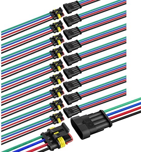 Nilight 10 Pack 4Pin Electrical Wire Connectors Male and Female Plug Socket | Quick Disconnect Waterproof Harness Terminals for Automotive Cars Trucks Motorcycles Scooters