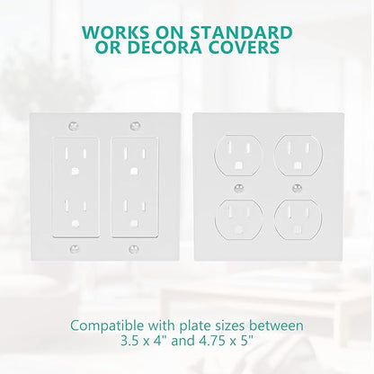 WALI Double Outlet Shelf Wall Holder – Bathroom Shelf Duplex for Electric Toothbrush, HomePod Mini, Echo Dot & Phone Charging – White-2 Packs (DLS002)