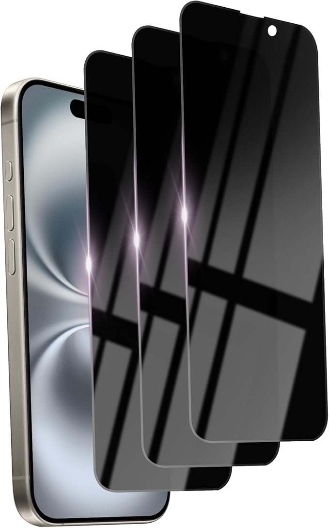 3 Pack Privacy Screen Protector for iPhone 16 Plus Tempered Glass 6.7inch Private Saver Anti-Spy Eye Protection Anti-Scratch Full Coverage