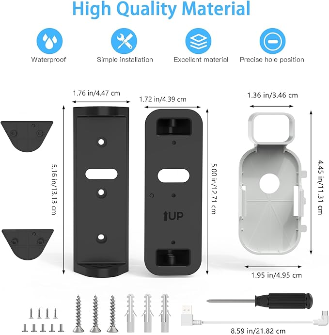 Huafly Outlet Wall Mount for Blink Video Doorbell (2nd Gen), with Outlet Wall Mount for Sync Module Core, Adjustable 0-45-Degree Blink Doorbell Camera Mount for Outdoor&Indoor