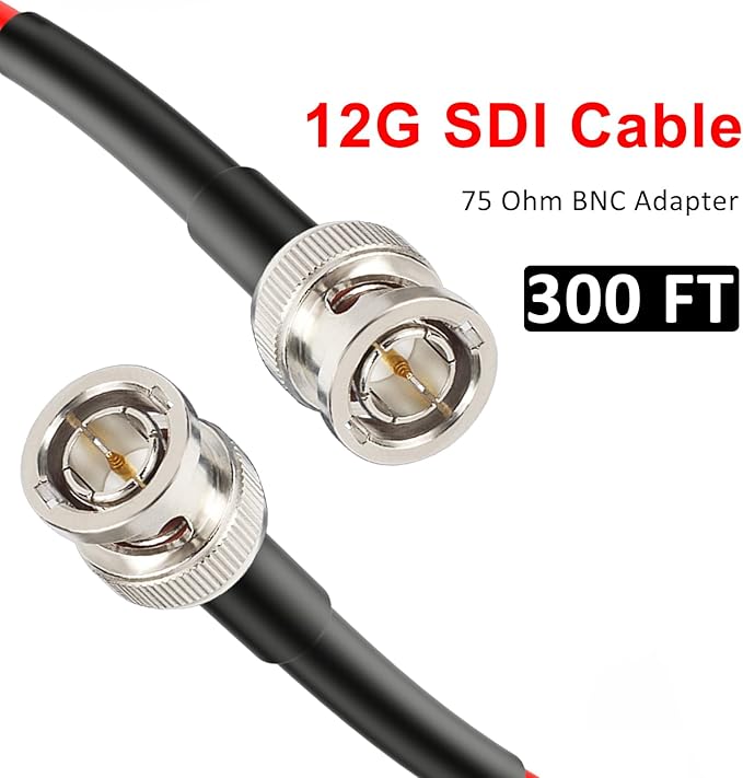 XRDS -RF 12G SDI Cable 300FT, SDI Video Cable 3G/6G/12G 75ohm RG6 BNC Cable Supports HD-SDI/3G/6G-SDI/4K for Video Security Camera SDI Converter, Red