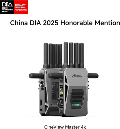 Accsoon CineView Master 4K SDI HDMI Wireless Video Transmitter&Receiver, Tri-Band 8202ft 25 ms LAT, 4K60/1080p60 1 Wired iOS+4 App Monitoring, Livestreaming Pair CineView 4K Lite/SE 4K/M7 Pro/M7H Pro