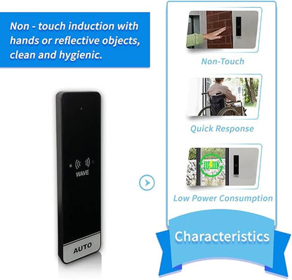 Olideauto Automatic Swing Door Opener Compatible for Alexa,Google Home,Phone App,Voice Control Smart Home WiFi Touch Free Auto Door Opener with Wireless Wave Hand Sensors and Wired Receiver 510FW