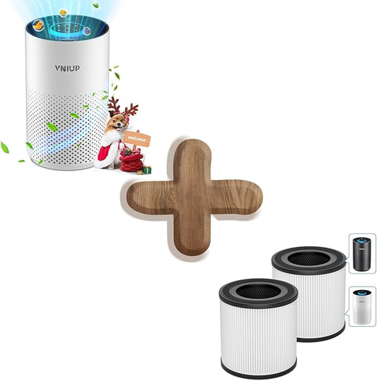 White Air Purifier+2 Pack ZQA 4000C Replacement Filter, with Sleep Mode& Light Mode Air Cleaner for Pet Dander Odor Dust Smoke