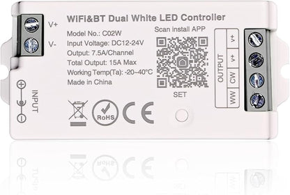 C02W CCT LED Controller Tuya WiFi 2.4G RF 3Pin PWM Dual White Strip Dimmer