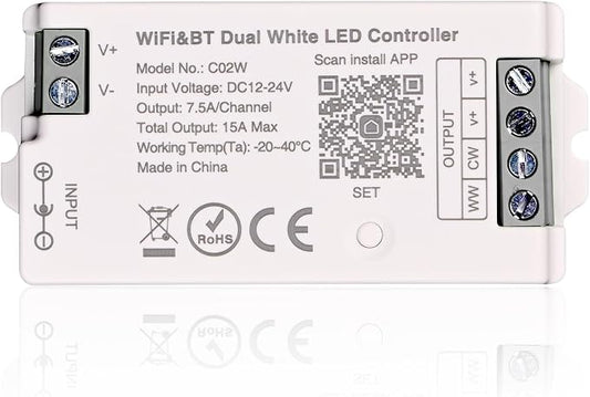 C02W CCT LED Controller Tuya WiFi 2.4G RF 3Pin PWM Dual White Strip Dimmer