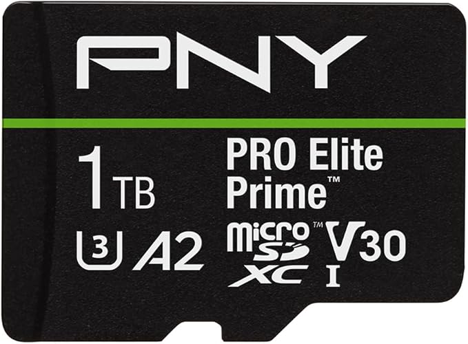 PNY 1TB PRO Elite Prime™ C10 U3 V30 A2 microSDXC Flash Memory Card – Ultra-Fast Speeds, Read 200MB/s, Write 150MB/s, 4K UHD, Full HD, UHS-I, for Smartphones, Drones, Action Cameras