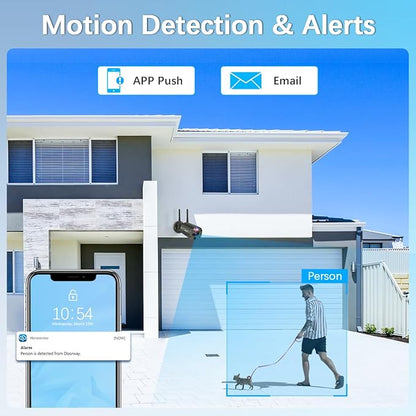 【130° Ultra Wide-Angle】 Wireless Security Camera System, Outdoor WiFi Cameras Home Video Surveillance Systems DVR Kits