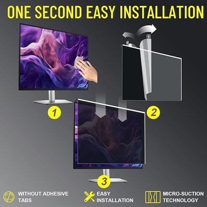 32 Inch Acrylic Hanging Privacy Screen Filter, Removable Anti-Peep Shield For 16:9 Widescreen Monitor, Anti Glare Blue Light Blocking Computer Monitor Privacy Protector