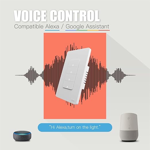 MOES Smart 4 Gang Light Switches, 2.4GHz Wi-Fi Single Pole Switch, Netural Wire Required, Inteligente Switch Combo Compatible with Alexa Google Assistant, Remote Control